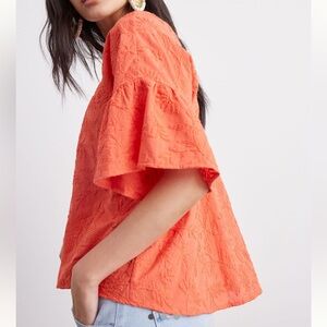 Anthropologie Rory Embroidered Blouse Red Coral SIZE MEDIUM NEW